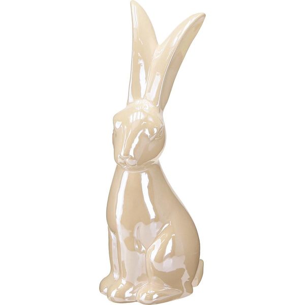 Coniglietto Grande In Ceramica Beige Figurina Decorativa Del Coniglietto Di Pasqua H49,5 Cm-image