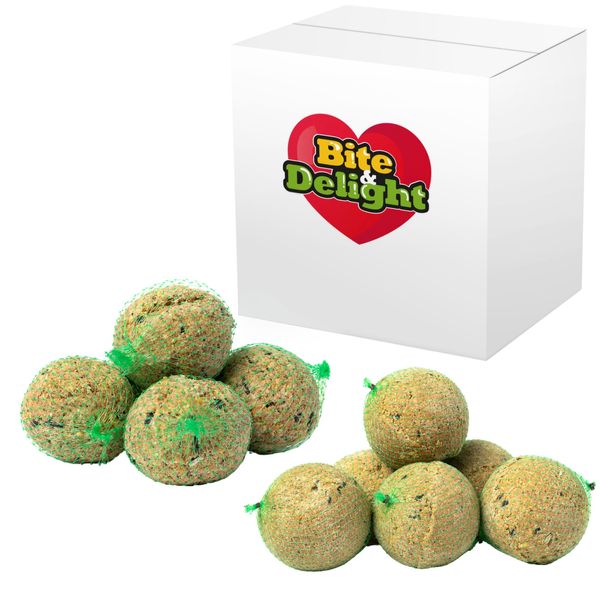 Bite&Delight - Grandi Palle Di Grasso Per Uccelli 24X500 G - Mangime Per Uccelli Selvatici Ricco Di Energia, Ideale Per Cince, Passeri, Merli, Alimentazione Invernale - Cibo Naturale Per Uccelli-image