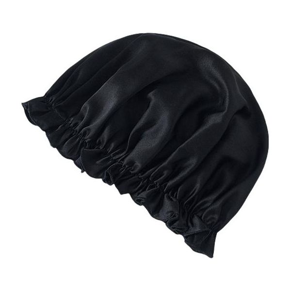 Inf Cuffia Da Notte In Seta Al 100% Per Donna, Morbida Sciarpa Per Dormire Nero Xl-image