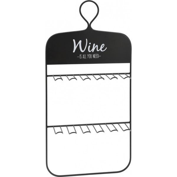 Excellent Houseware Portabottiglie Da 10 Bicchieri, Metallo, 31X60X11 Cm, Nero-image
