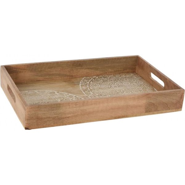 Vassoio Da Portata Excellent Houseware, Legno Di Mango, 38X24X6,5 Cm, Marrone-image