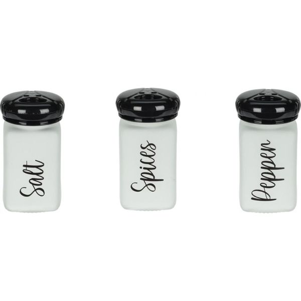 Set Di Contenitori Per Sale/Pepe/Spezie Excellent Houseware, Vetro/Polipropilene, 5X5X10 Cm, Trasparente/Nero-image
