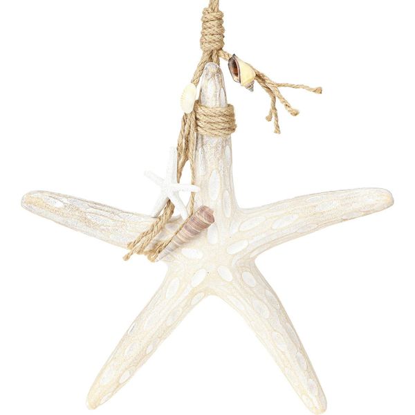 Appendino Decorativo In Legno A Forma Di Stella Marina 30Cm Maritime Shabby Chic-image