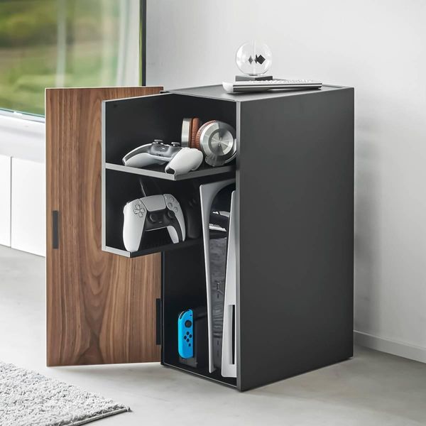 Organizzatore Laterale Yamazaki Per Console Di Gioco 24X60X36Cm Tower Nero-image