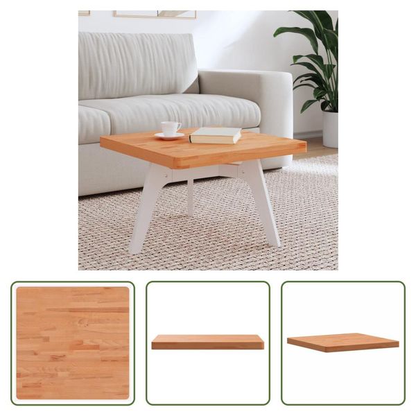 The Living Store Piano D'appoggio Quadrato 60X60X4 Cm In Legno Massiccio Di Faggio-image