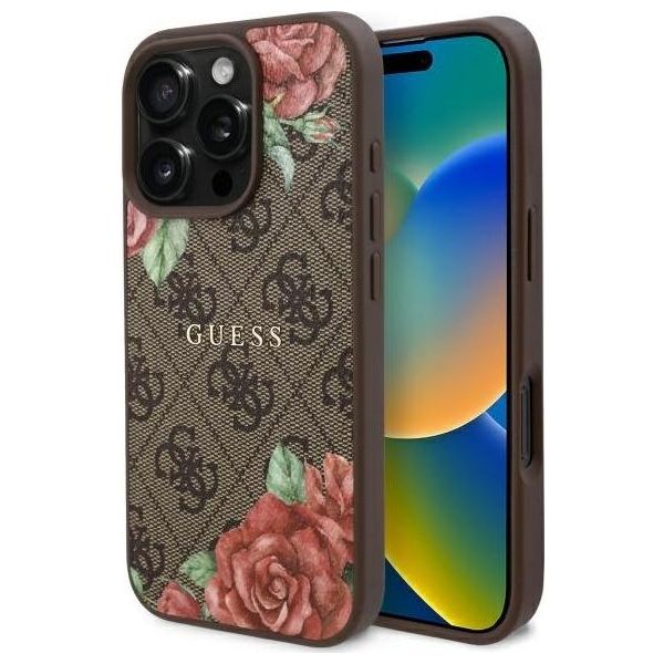 Guess Guhmp16Lp4Ropemcw Iphone 16 Pro 6.3 BrąZowy/Brown Custodia Rigida 4G Fiori Stampa Magsafe-image