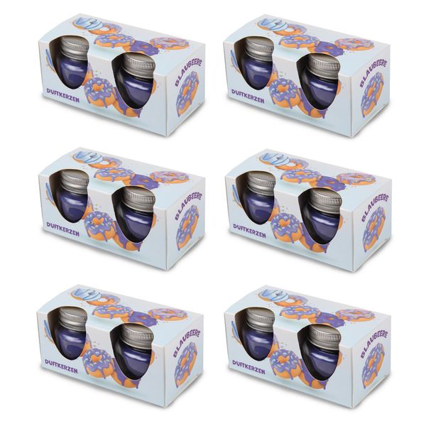 Candela Profumata "Donut Blueberry"" In Barattolo Con Coperchio, Confezione Da 12 Con Circa 7 Ore Di Combustione Ciascuna, Ø6Cm, Profumo Per Ambienti Come Regalo - Candela Come Decorazione"-image