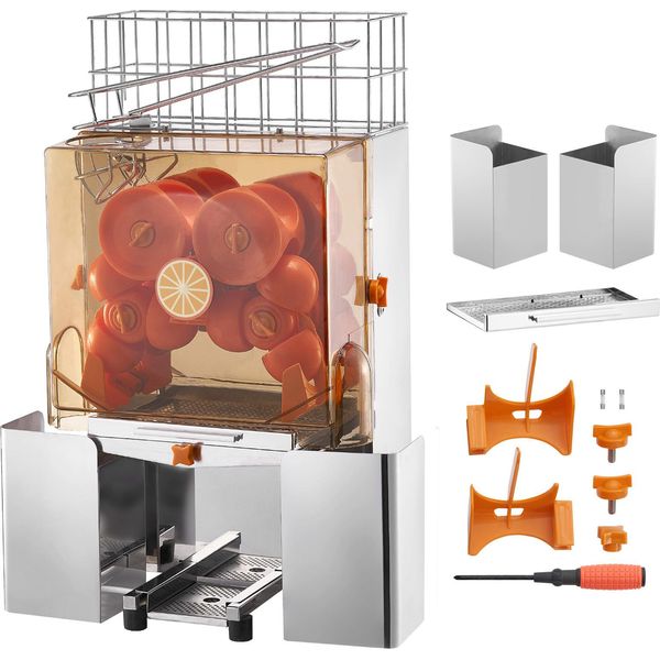 Succebuy Spremiagrumi Commerciale Per Arance, Estrattore Di Succo Automatico Da 120W, Acciaio Inox. Spreme 20 Arance Al Minuto. Fornito Con Filtro Estraibile, Coperchio Per Pc, 2 Contenitori Per La Raccolta Delle Bucce-image
