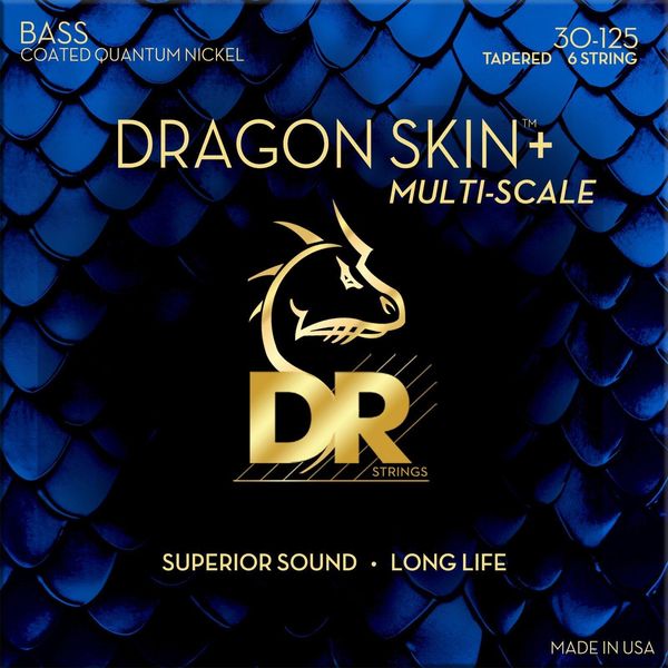 Dr Strings Dragon Skin+ Coated Nickel 6-String Medium 30-125 Tapered Multi-Scale Struny Pro 6-Strunnou Baskytaru-image