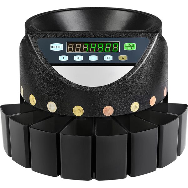 Succebuy Contamonete Euro Sorter Contamonete Automatico Eur 300 Monete Al Minuto Con 8 Cassetti Portamonete Per Scuola Negozio Banca-image