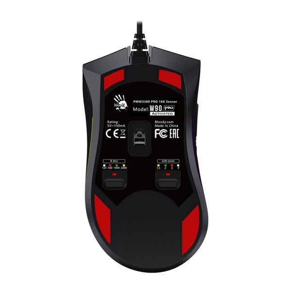 A4Tech Bloody W90 Pro Activated, Mouse Da Gioco Retroilluminato, 16000 Dpi, Nero, Usb-image