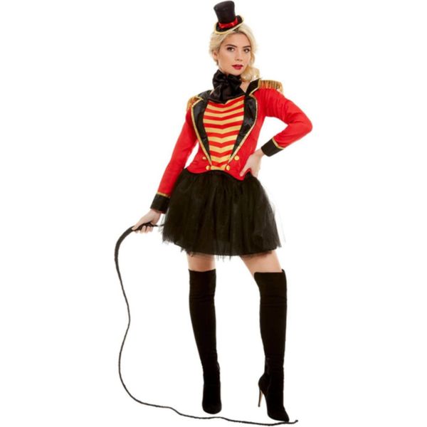 Costume Da Direttore Di Circo Per Donna Costume Di Carnevale Rosso-Nero-Oro - M-image