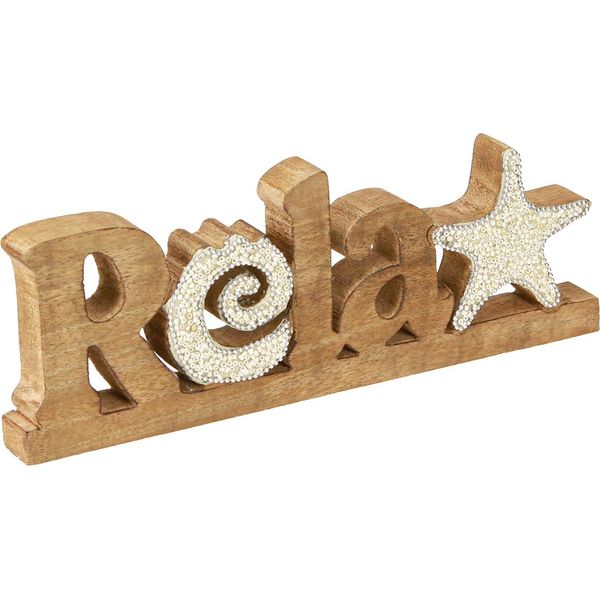 Espositore Marittimo In Legno Relax Decorazione In Legno Di Mango 28X10Cm-image