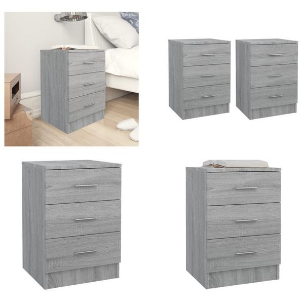 Vidaxl Comodini 2 Pz. Grigio Sonoma 38X35X56 Cm Materiale A Base Di Legno - Comodini - Armadio - Comodino-image