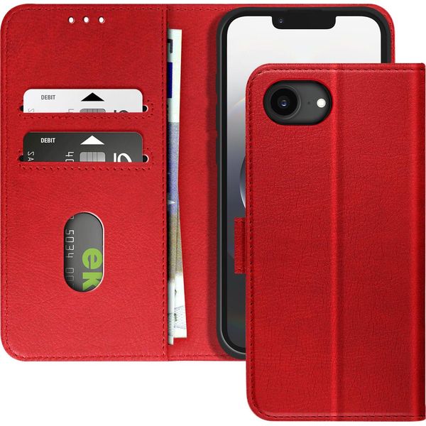 Avizar, Custodia Per Iphone 16E Portafoglio Con Patta E Supporto Video, Rosso-image