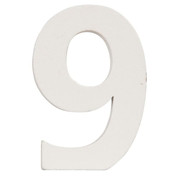 Clayre & Eef Number 9 62860-9 8*5 Cm - Mdf Bianco Number Nine-image