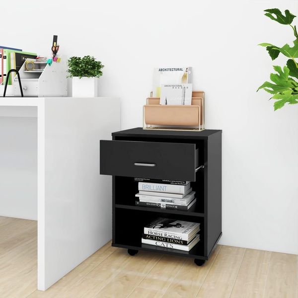 The Living Store Armadio Rotante Nero 46X36X59 Cm In Legno-image