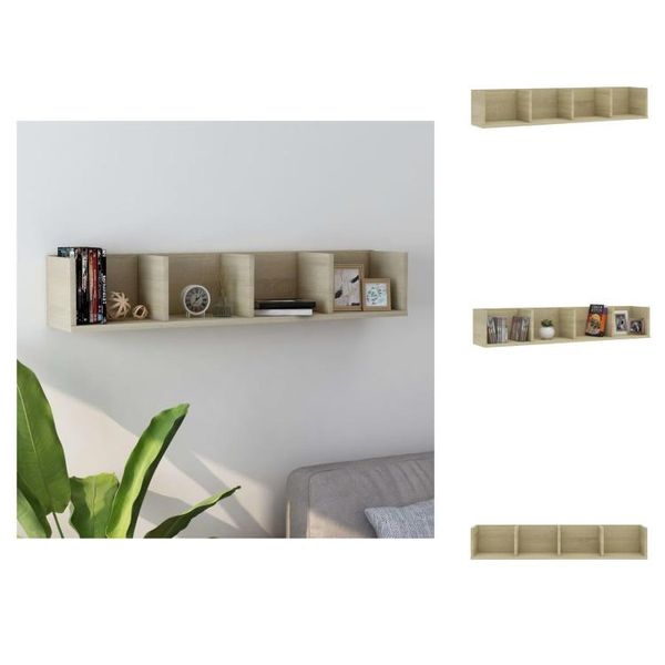 Vidaxl Scaffale Da Parete Per Cd Rovere Sonoma 100X18X18 Cm Materiale A Base Di Legno - Scaffali Da Parete-image