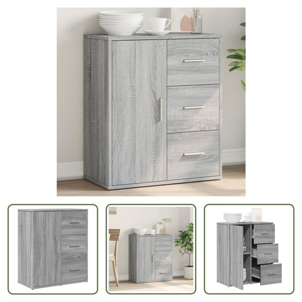 The Living Store Credenza Grigio Rovere Sonoma 60X31X70 Cm Materiale Del Legno-image