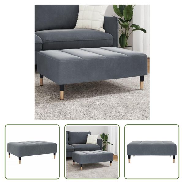 The Living Store Sgabello Grigio Scuro 77X55X31 Cm In Velluto-image
