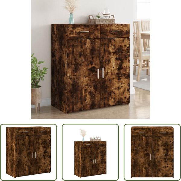 The Living Store Credenza Rovere Fumé 80X42,5X93 Cm Materiale Legno-image