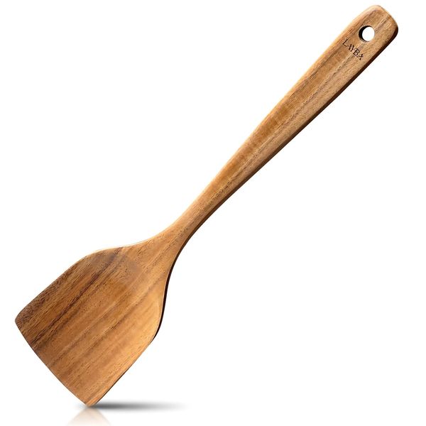 Spatola Da Cucina In Teak Layba. Spatola Per Padelle Antiaderenti, Spatola In Legno Resistente Al Calore, Utensile Da Cucina Per Cucinare E Friggere.-image