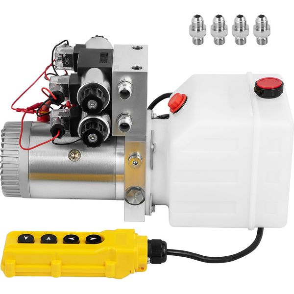 Pompa Idraulica Succebuy, Centralina A Doppio Effetto, 12V Dc, Centralina Idraulica A Doppio Solenoide, Serbatoio Da 4,5 Litri, Per Rimorchi Ribaltabili E Dispositivi Di Sollevamento Per Autovetture-image