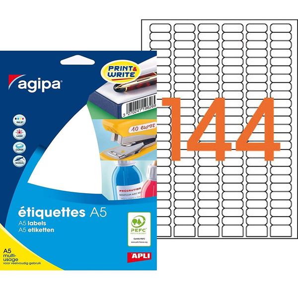 Etichette Universali Agipa, 8 X 20 Mm, Bianco-image