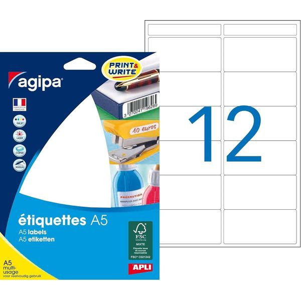 Etichette Universali Agipa, 32 X 70 Mm, Bianco-image