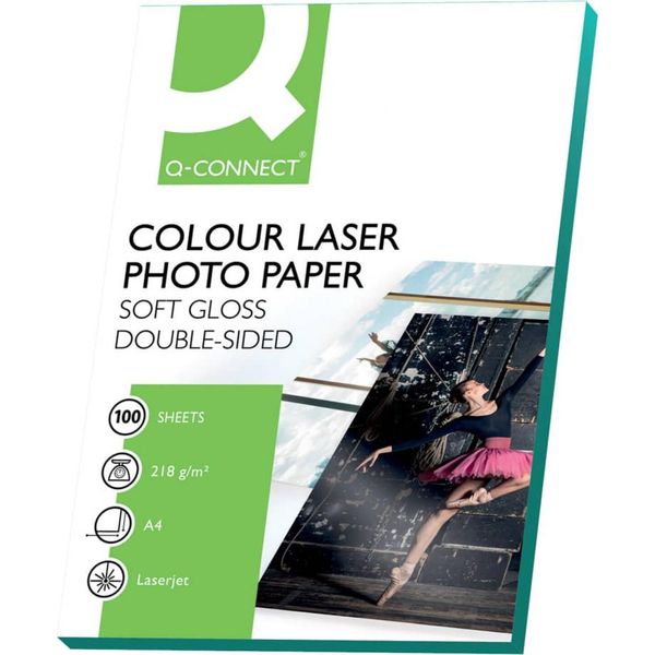 Q-Connect® KF01935 Carta Fotografica Laser A Colori - A4, 210 G/M², Bianco, 100 Fogli-image