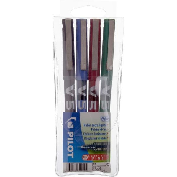 Pilot Rollerball Hi-Tecpoint V5, Confezione Da 4 Pezzi, Colori Assortiti-image