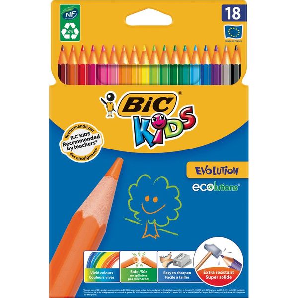 Matite Colorate Bic Kids Evolution Ecolutions, Confezione Da 18 Pezzi-image