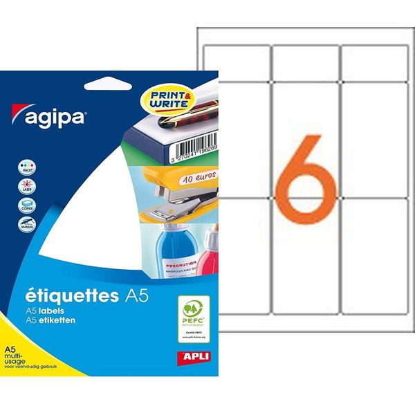 Etichette Universali Agipa, 97 X 46 Mm, Bianco-image