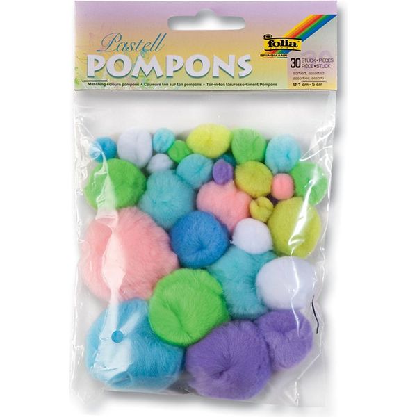 Folia 50109 Pompon Folia, 100 Pezzi, Dimensioni E Colori Assortiti-image