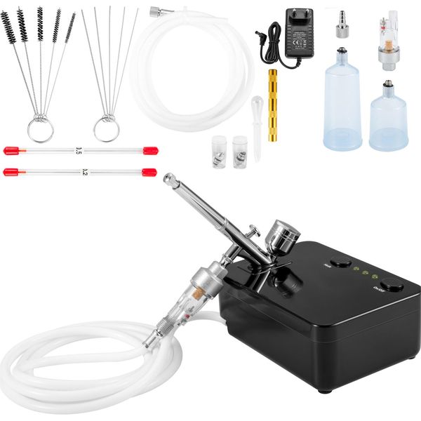 Succebuy Kit Aerografo Portatile Con Compressore, Aerografi A Doppia Azione Con Alimentazione A Gravità, Kit Multiuso Per Arte, Unghie, Tatuaggi, Make-Up, Decorazione Di Torte, Modellismo - 110 V-image