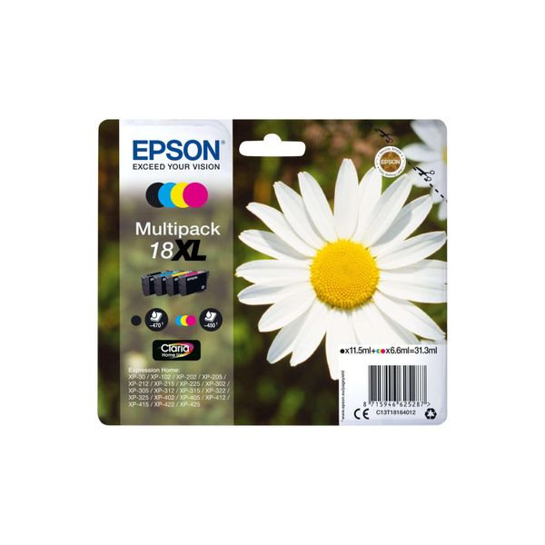 4Er Original Multipack Set FüR Epson C13T18164012 / 18XL Expression Home XP-215 Druckerpatronen-image
