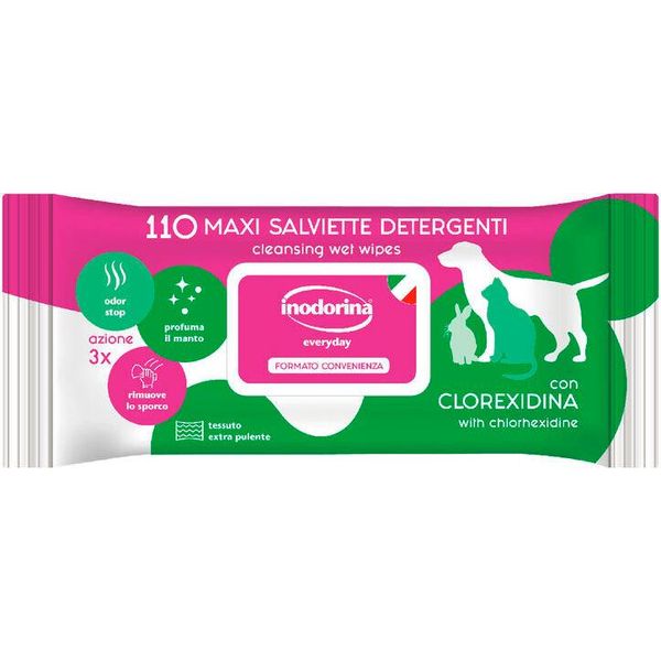 Salviette Umidificate Per Animali Domestici Inodorina Refresh 110 Pezzi-image