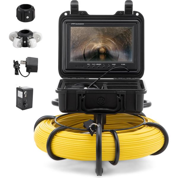 Succebuy Telecamera Per Fognature Telecamera Per L'ispezione Di Tubi - Schermo Da 9 Pollici 720P. Cavo Lungo 120 Metri. Qualità Professionale Per Un'ispezione Accurata Delle Tubature. Durevole E Facile Da Usare-image