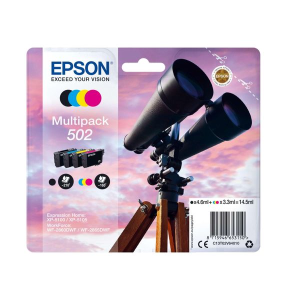 4Er Original Multipack Set FüR Epson C13T02V64010 / 502 Workforce WF-2885 Dwf Druckerpatronen-image