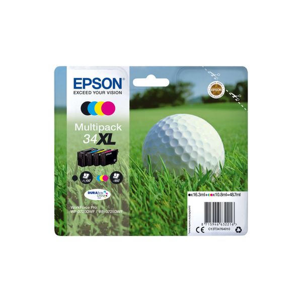 4Er Original Multipack Set FüR Epson C13T34764010 / 34XL Workforce Pro WF-3720 Series Druckerpatronen-image