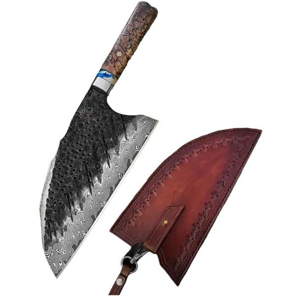 Mannaia Da Cucina In Damasco Harahu RO-29018 - Marrone KP29018-image