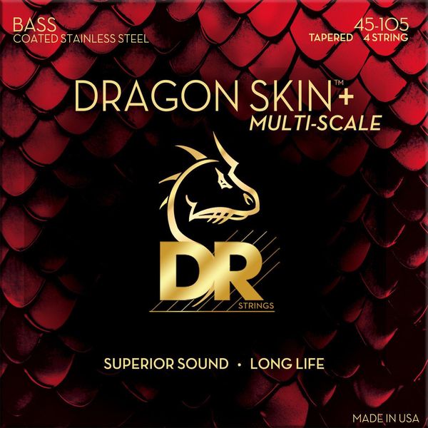 Dr Strings Dragon Skin+ Coated Steel Medium 45-105 Tapered Multi-Scale Struny Pro Baskytaru-image