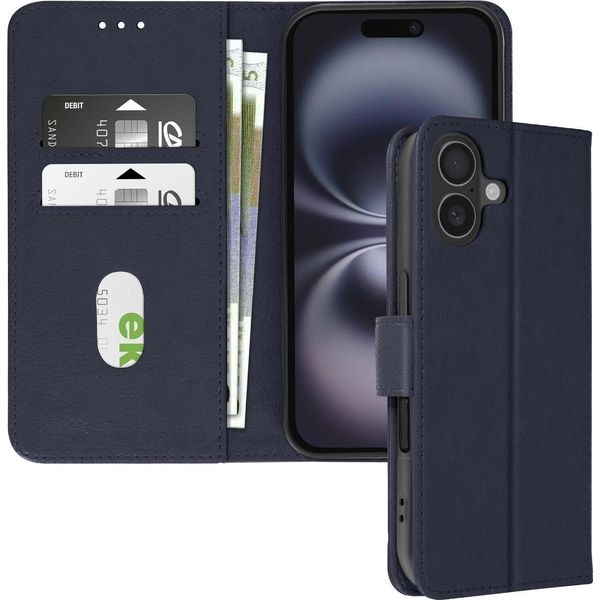 Avizar, Custodia In Ecopelle Con Funzione Di Supporto Per Apple Iphone 16 Plus, Blu Scuro-image
