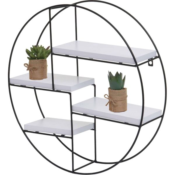 Scaffale A Muro HWC-K76, Scaffale Pensile Scaffale Galleggiante, 4 Ripiani Metallo Legno Massiccio Industriale 45X45X11Cm ~ Bianco-image