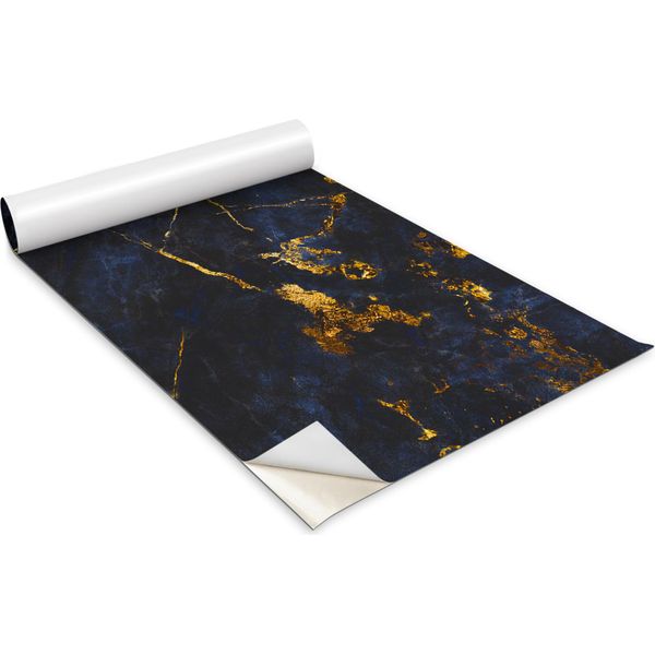 Pellicola Autoadesiva Per Mobili - Pellicola Decorativa - Mobili Da Tavolo - Tagliabile Su Misura - Marmo Blu - 100 X 50 Cm-image