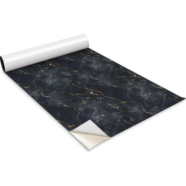 Pellicola Autoadesiva Per Mobili - Pellicola Decorativa - Mobili Da Tavolo - Tagliabile Su Misura - Marmo Nero - 100 X 50 Cm-image