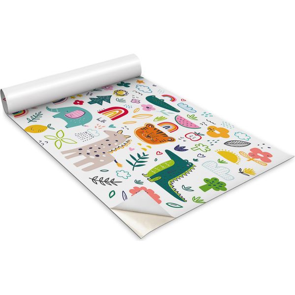 Pellicola Autoadesiva Per Mobili - Pellicola Decorativa - Mobili Da Tavolo - Tagliabile Su Misura - Animali Colorati - 100 X 50 Cm-image