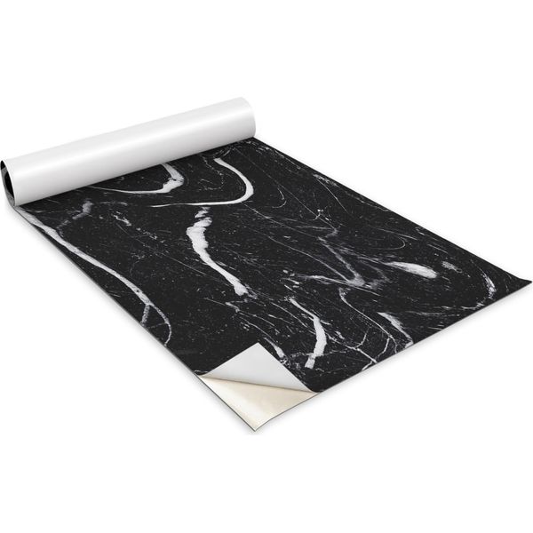 Pellicola Autoadesiva Per Mobili - Pellicola Decorativa - Mobili Da Tavolo - Tagliabile Su Misura - Marmo Nero - 100 X 50 Cm-image