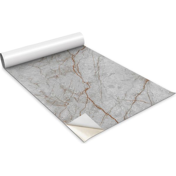 Pellicola Autoadesiva Per Mobili - Pellicola Decorativa - Mobili Da Tavolo - Tagliabile Su Misura - Marmo Grigio - 100 X 50 Cm-image