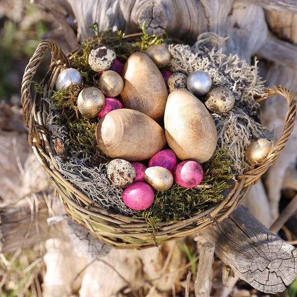 Uova Di Legno Legno Di Mango Rete Di Iuta Decorazione Di Pasqua Natura 7-8Cm 6Pcs Decorazione Da Tavolo Decorazione Di Pasqua, 6 Pezzi-image